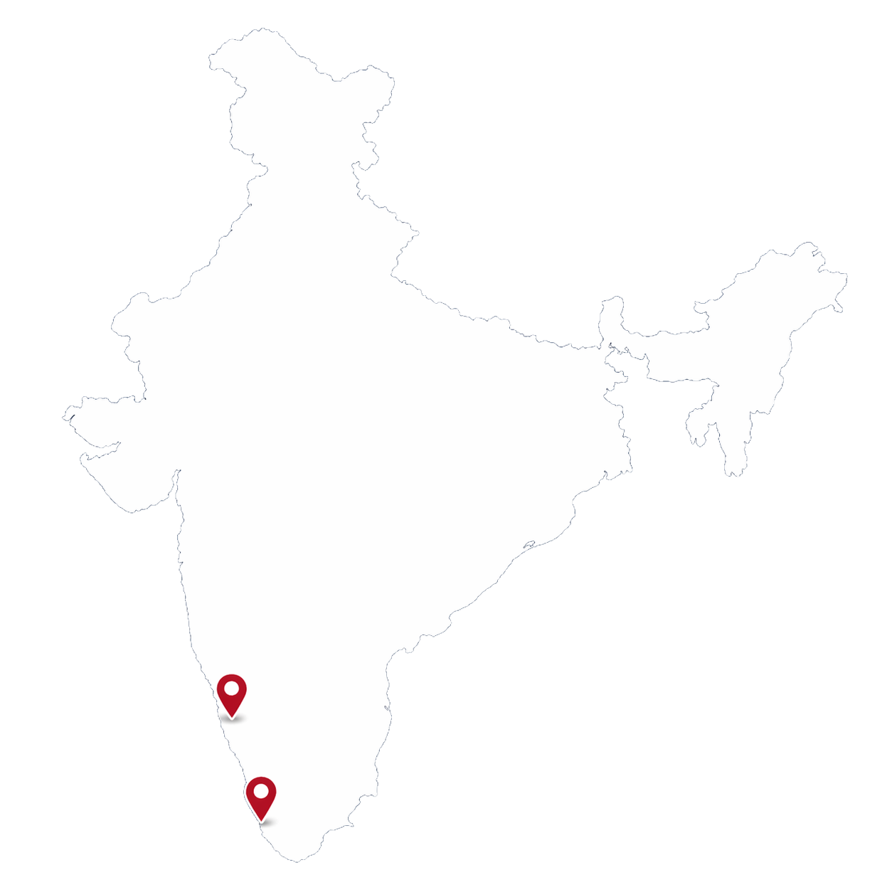 Map of India highlighting Kochi and Vizhinjam ports served by FJ Marine